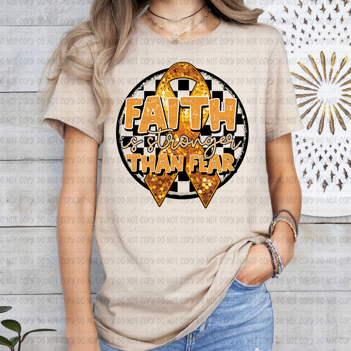 Faith is stronger than fear orange (Revel) 109569 DTF transfer