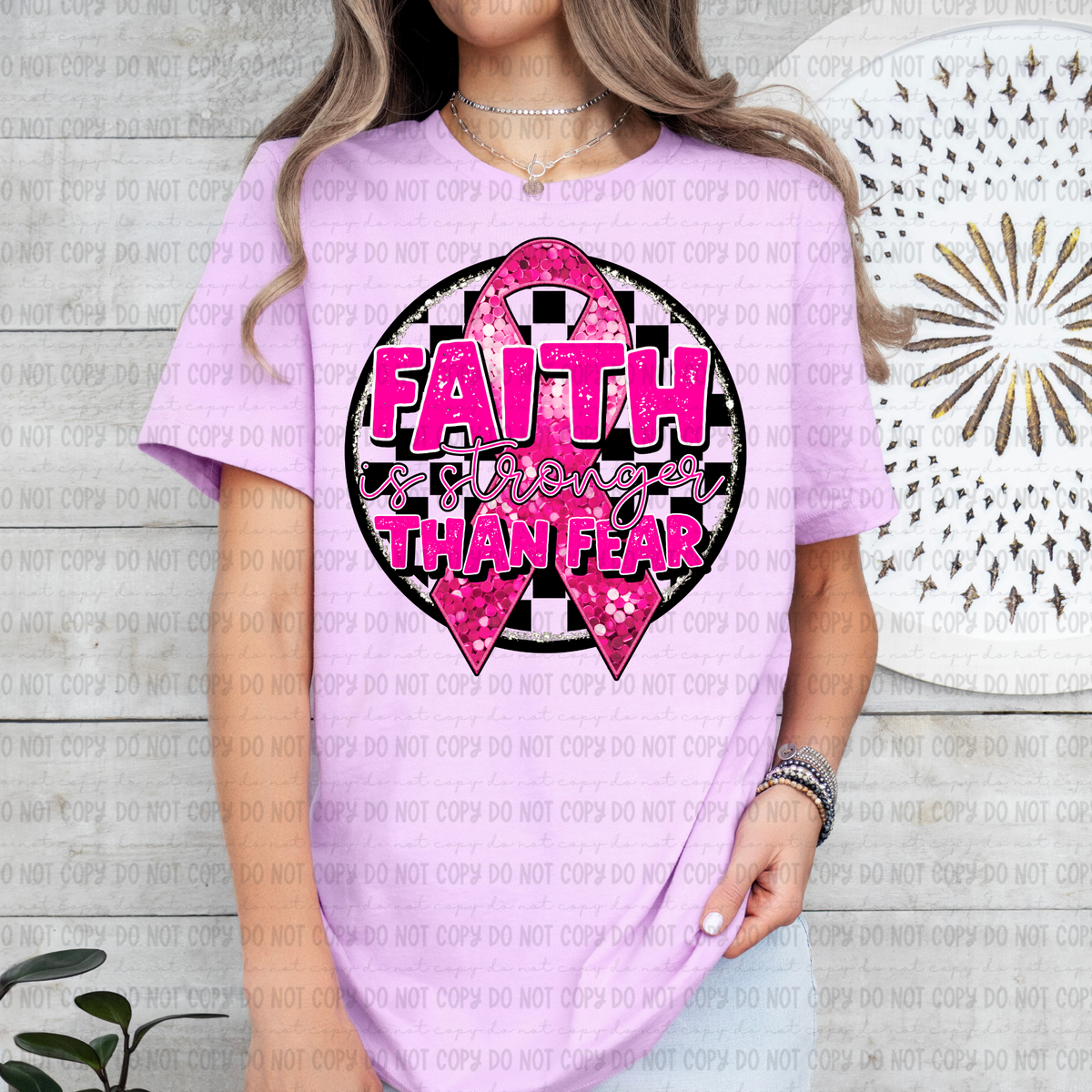 Faith is stronger than fear pink (Revel) 109572 DTF transfer
