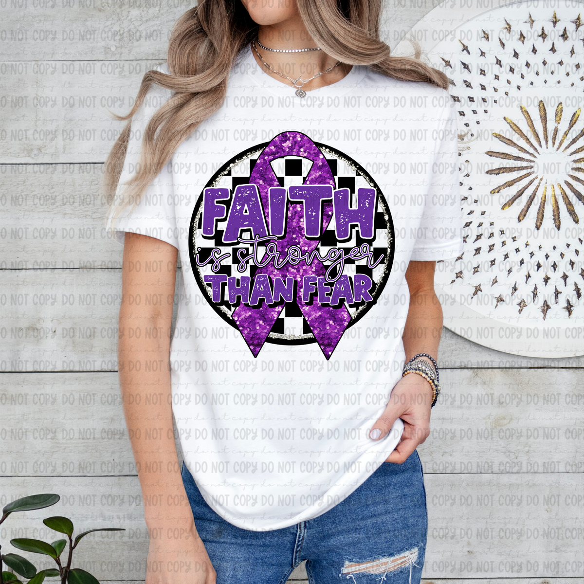 Faith is stronger than fear purple (Revel) 109573 DTF transfer