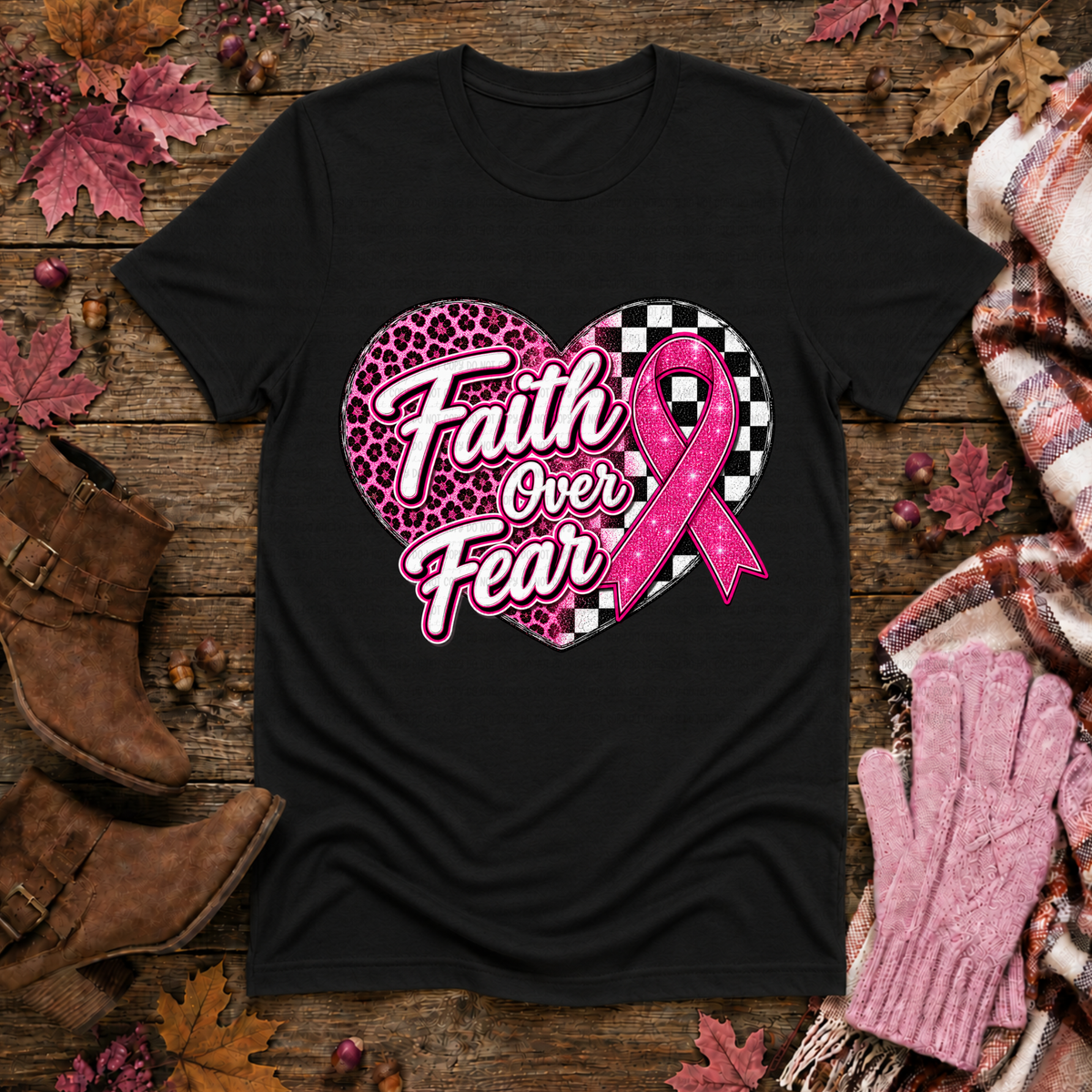 Faith over fear BC heart (Revel) DTF transfer