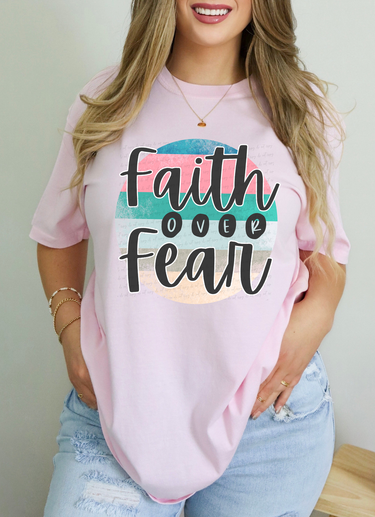 Faith Over Fear Colorful Circle Background 115050 DTF Transfer