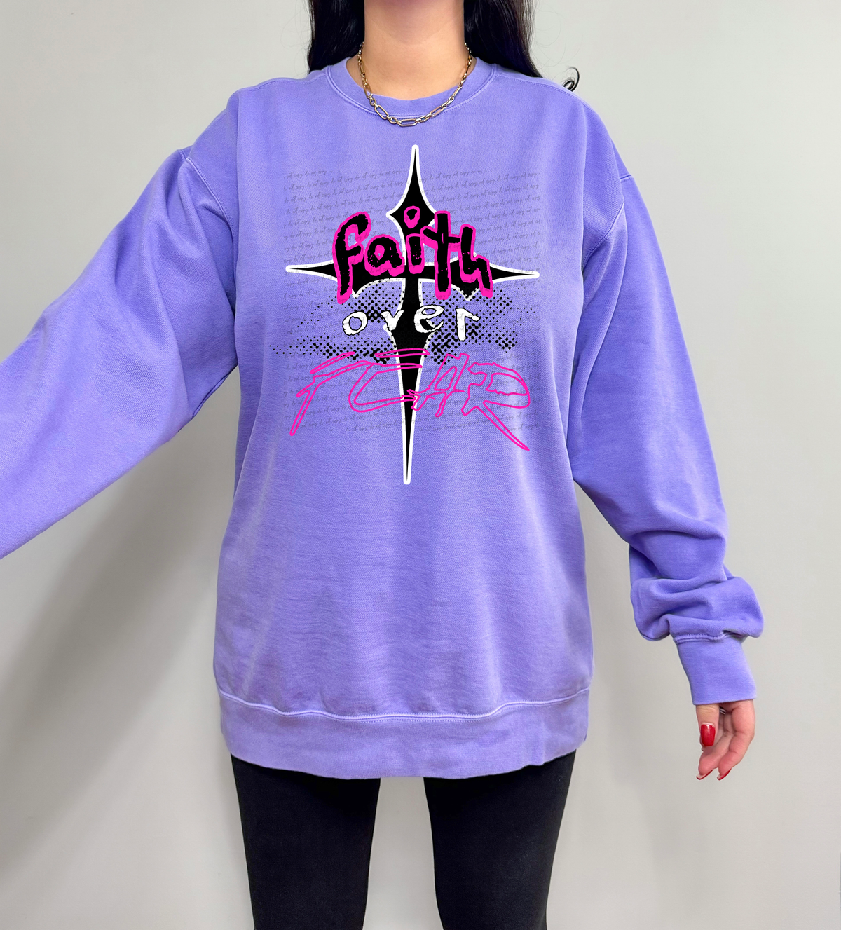 Faith Over Fear Dark Cross 59265 DTF transfer