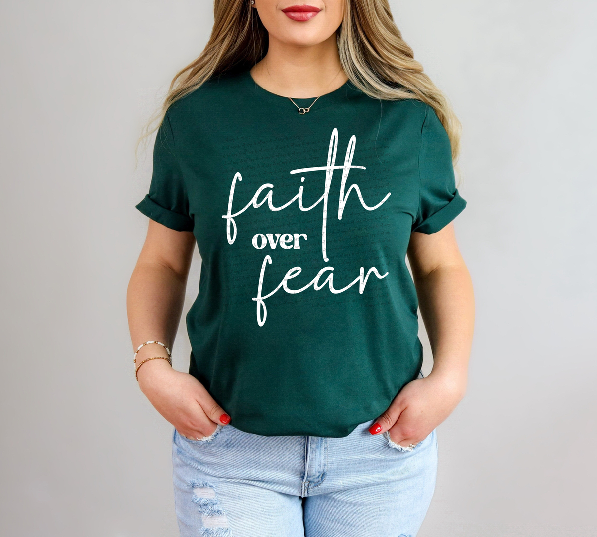 Faith Over Fear Cursive And Serif Font White 89315 DTF Transfer