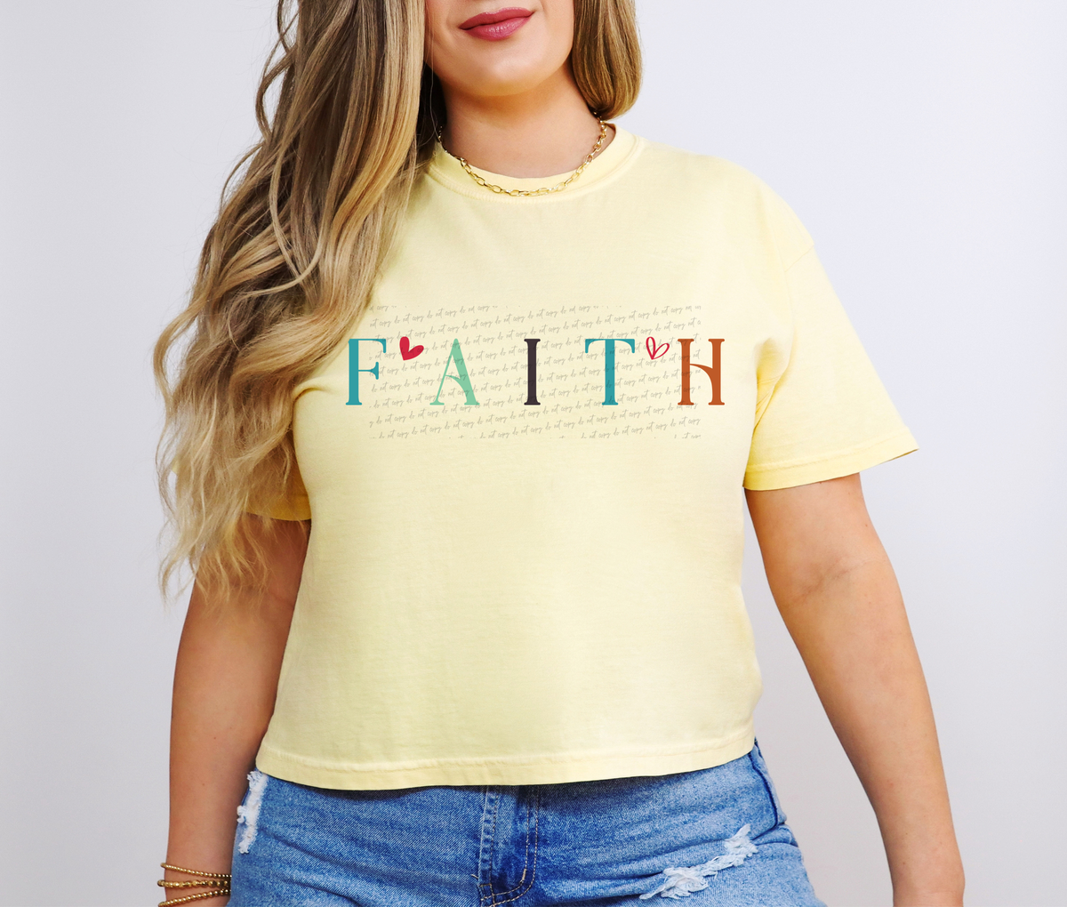 Faith Pastel Color Hearts 76639 DTF Transfer