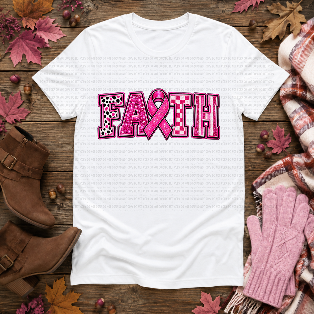 faith with cancer bow (Revel) DTF transfer