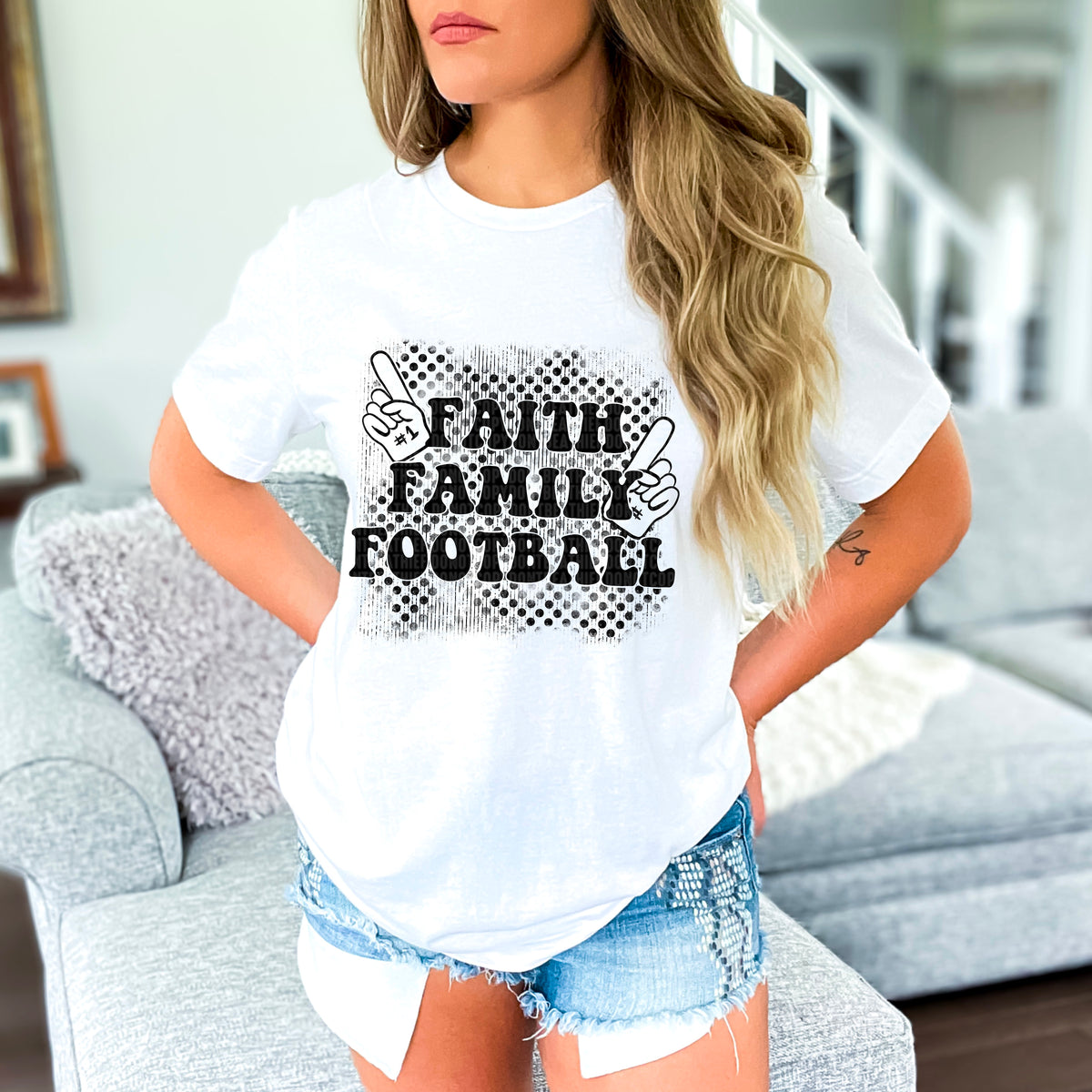 Faith Family Football Black 104094 DTF transfer
