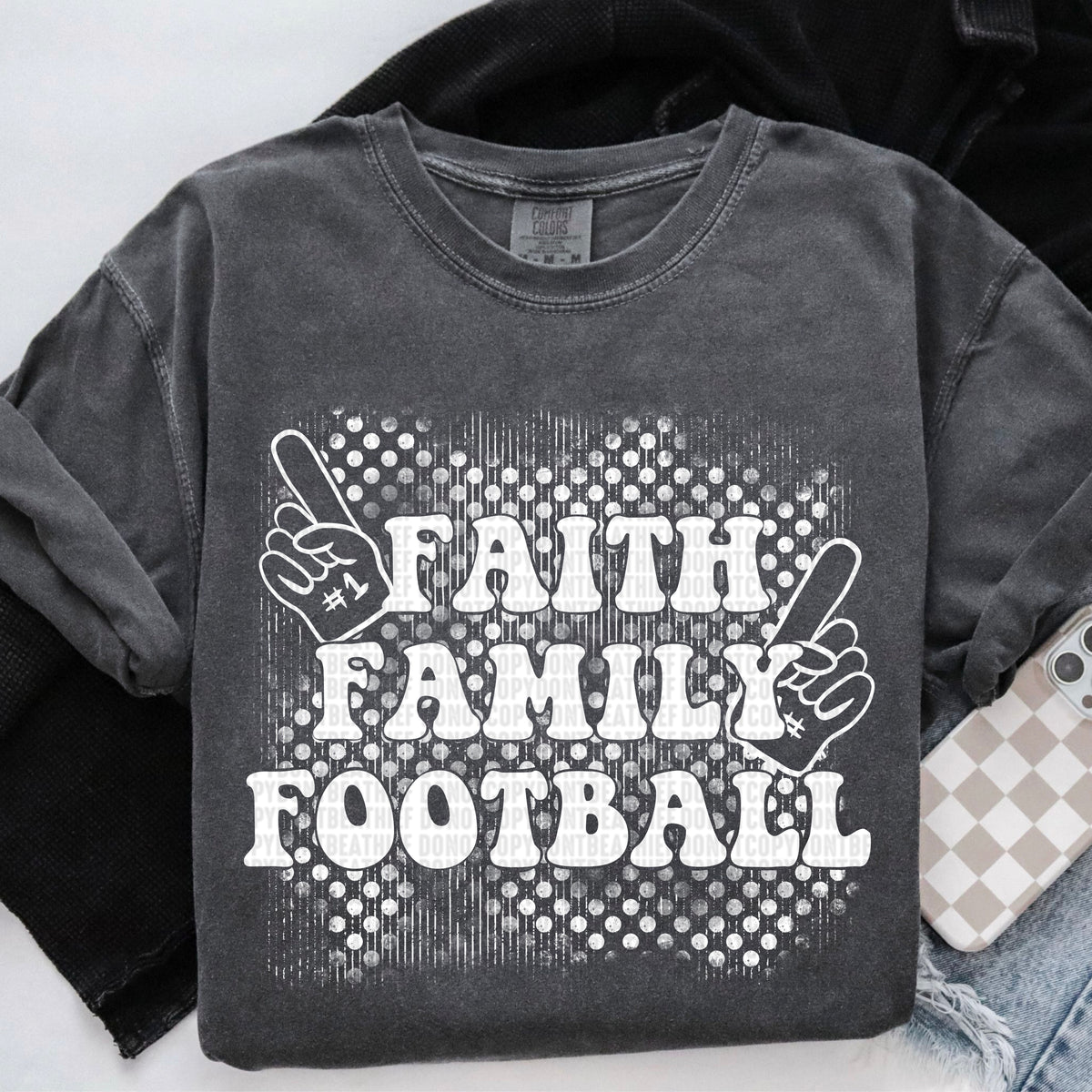 Faith Family Football White 104095 DTF transfer