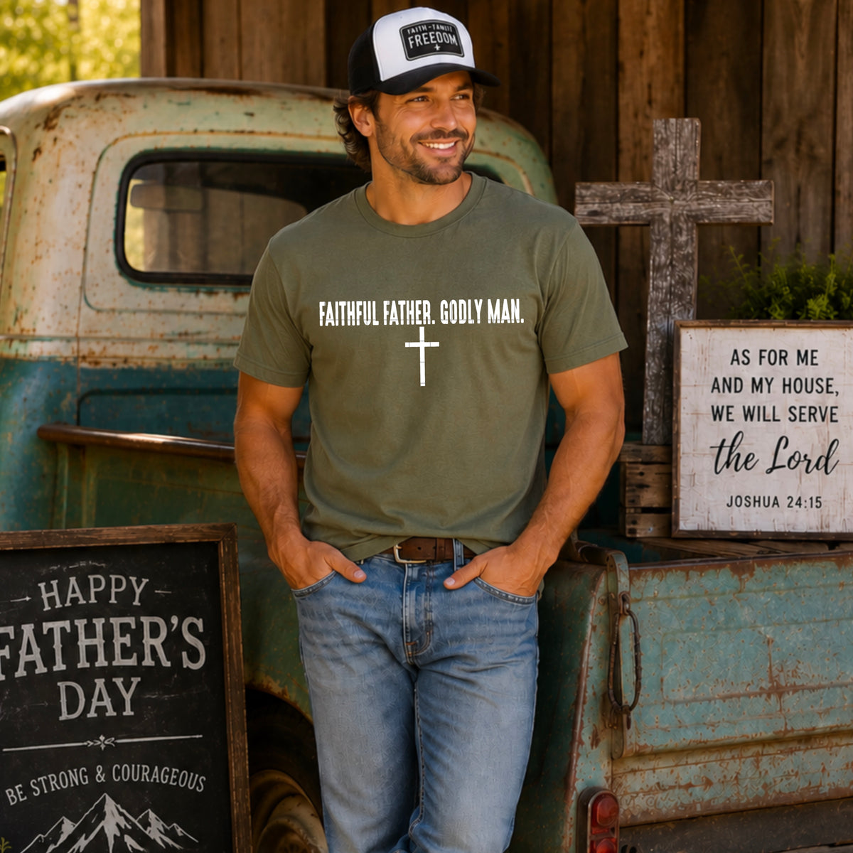 Faithful father godly man WHITE (SDD) DTF Transfer