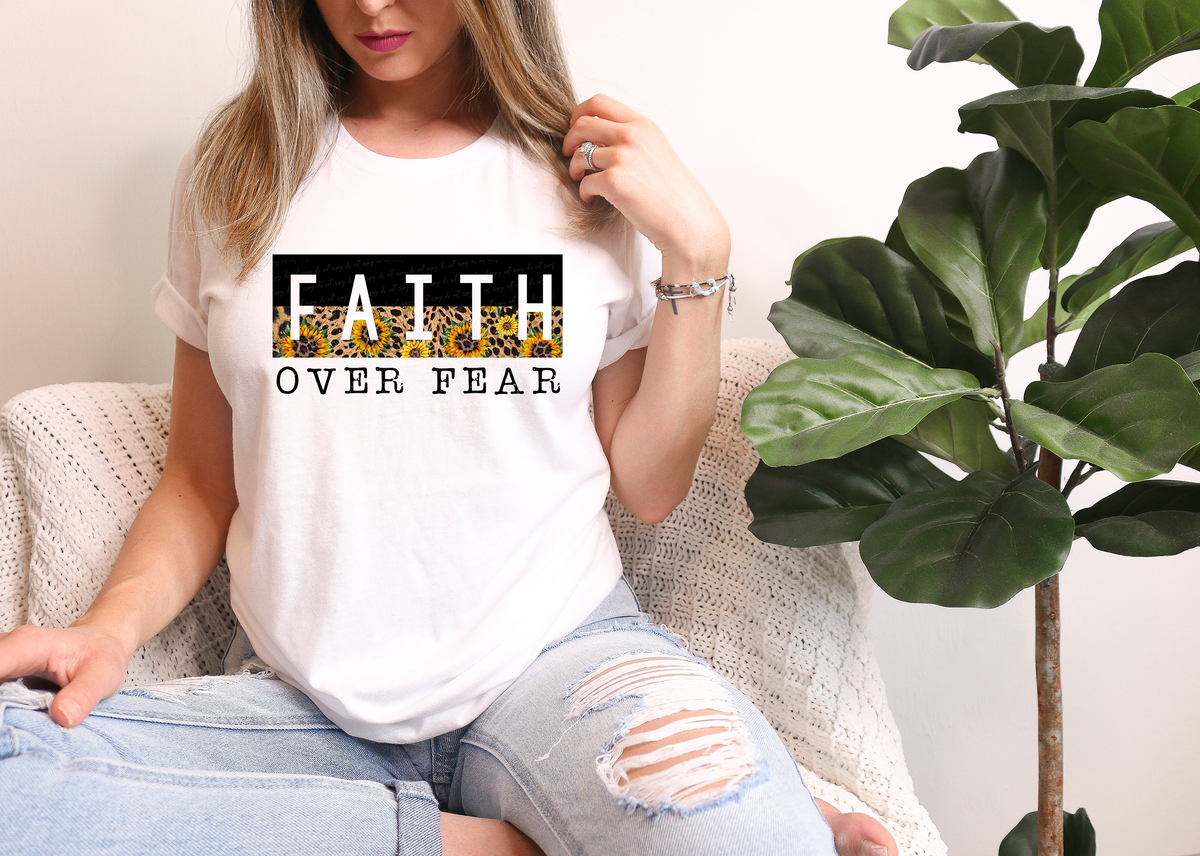 Faith Over Fear Leopard and Sunflower 114793 DTF transfer