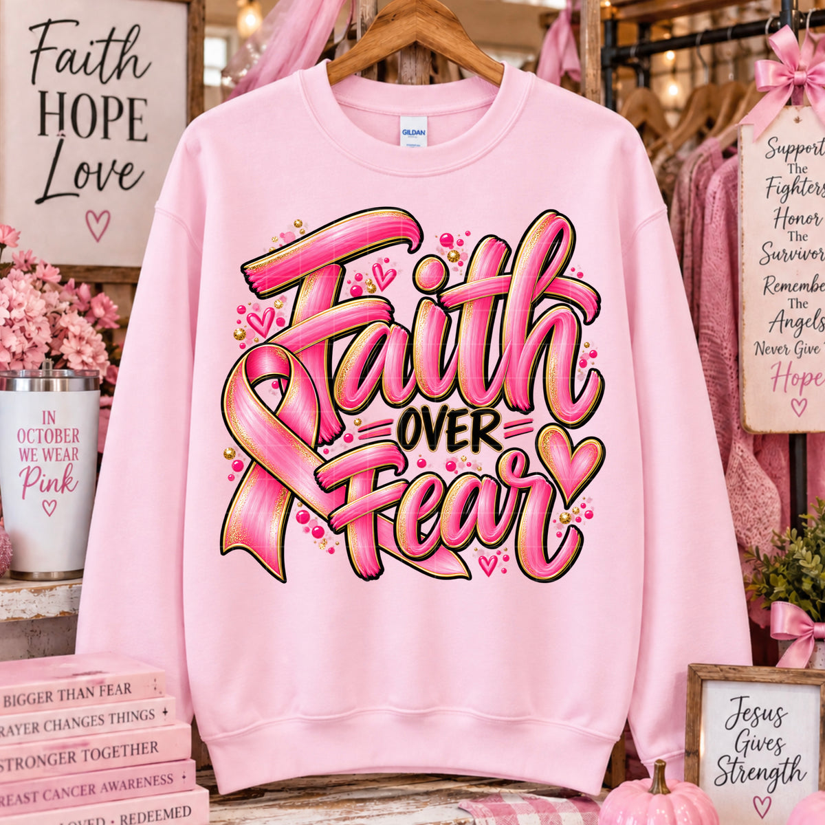 Faith over fear breast cancer (SDD) DTF Transfer