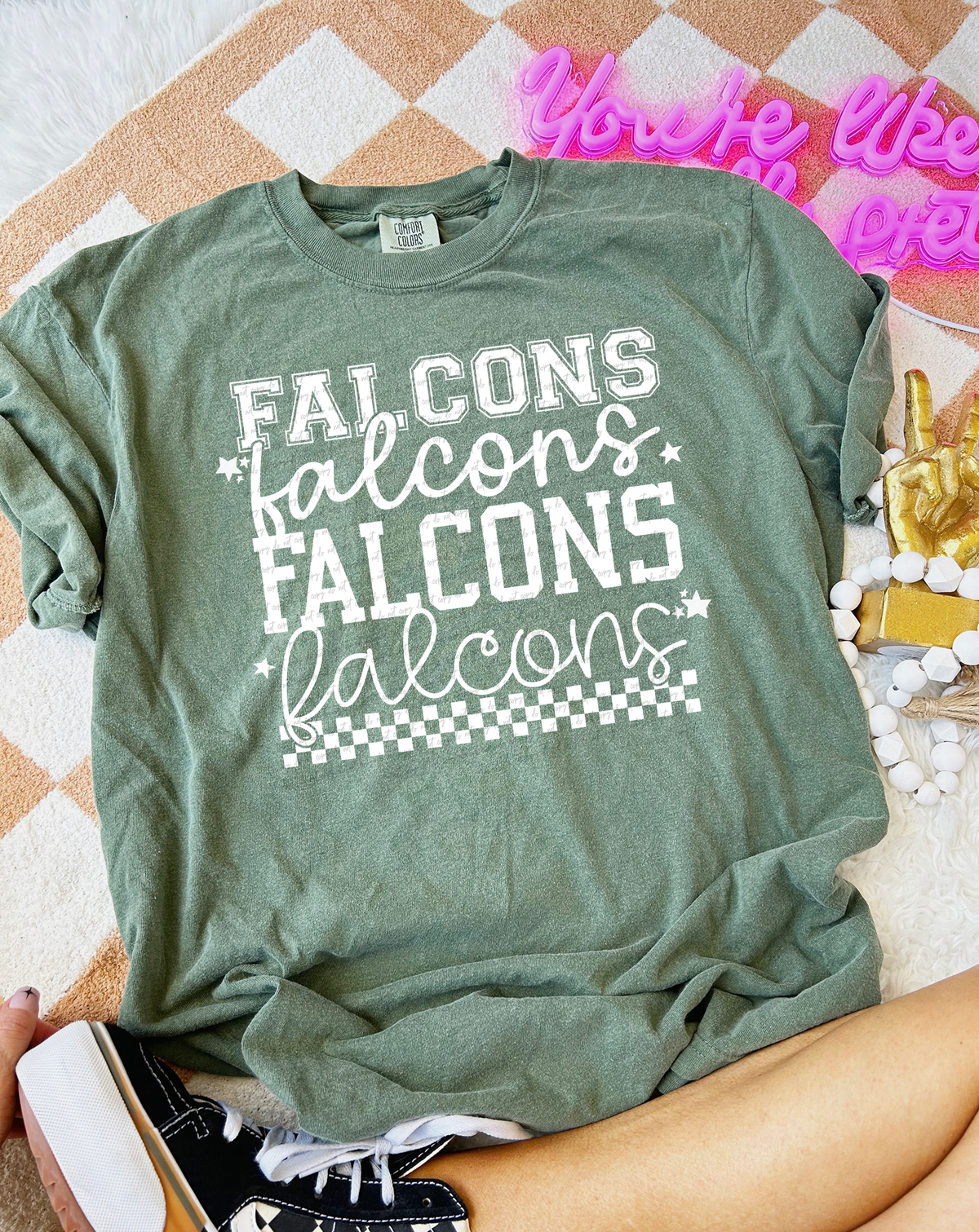 Falcons Varsity And Cursive Font White 86772 DTF Transfer