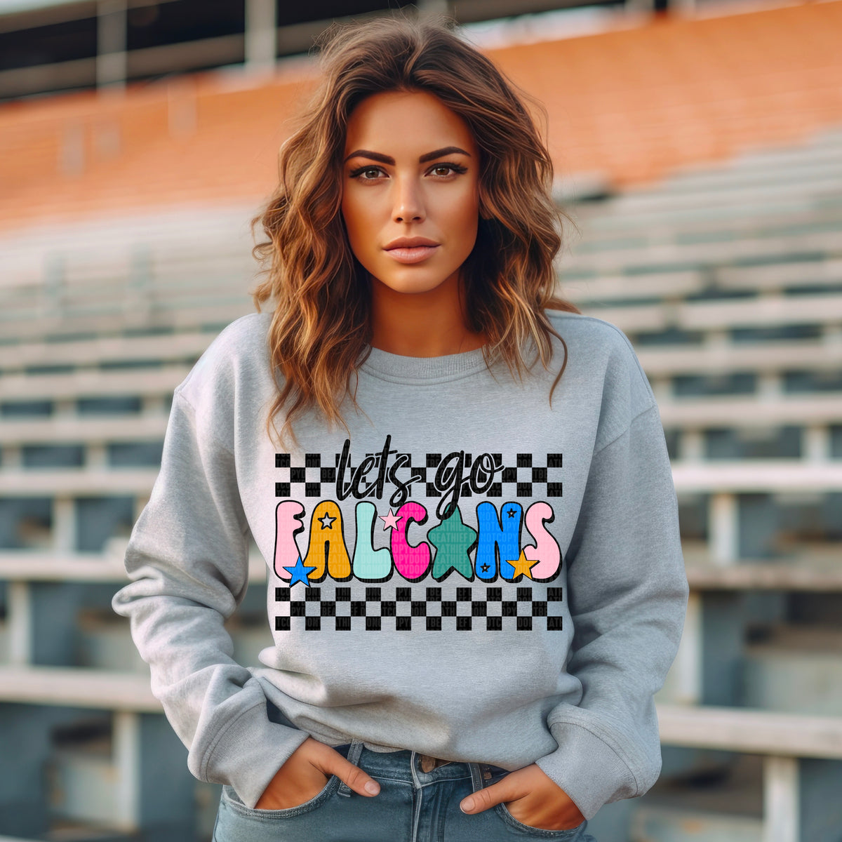 Let's Go Falcons Checker 104643 DTF transfer