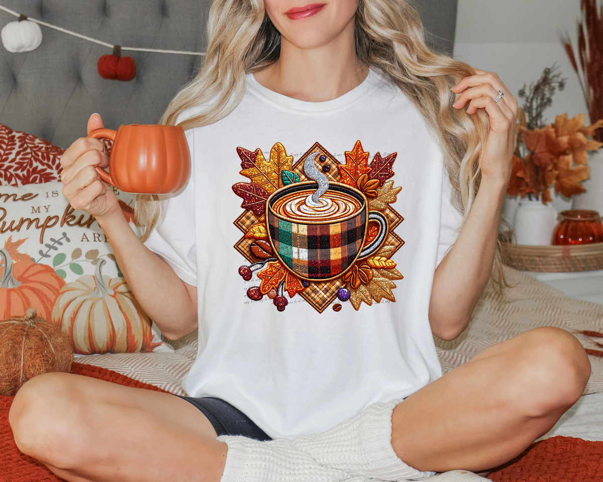 Fall Leaves and Plaid Coffee Mug 57389 DTF transfer