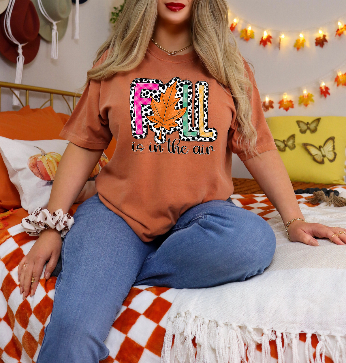 Fall Is In The Air Leaf Dalmatian Background 63119 DTF transfer