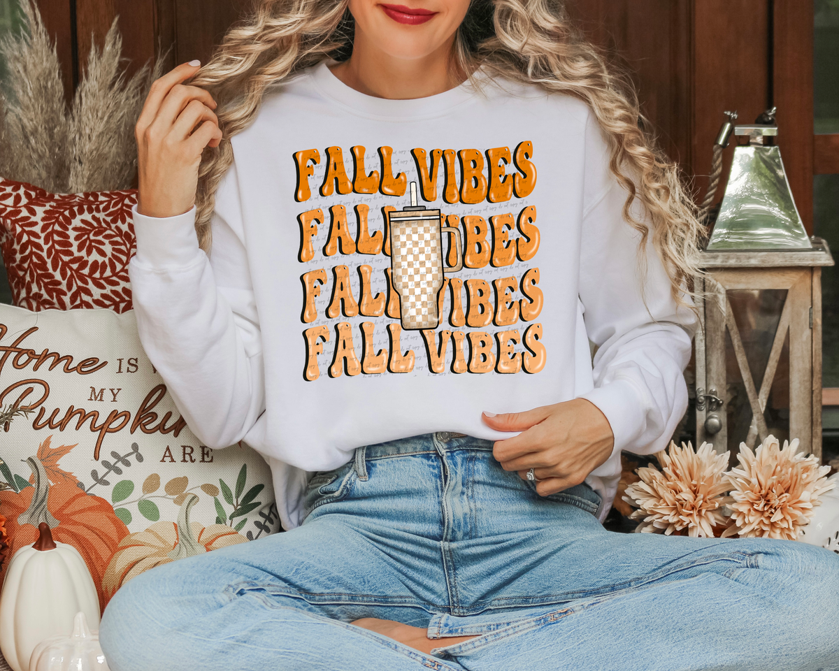 Fall Vibes Tumbler Squiggle Letters 59861 DTF Transfer
