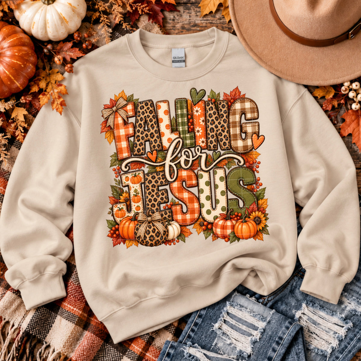 Falling for Jesus fall background (SDD) DTF Transfer