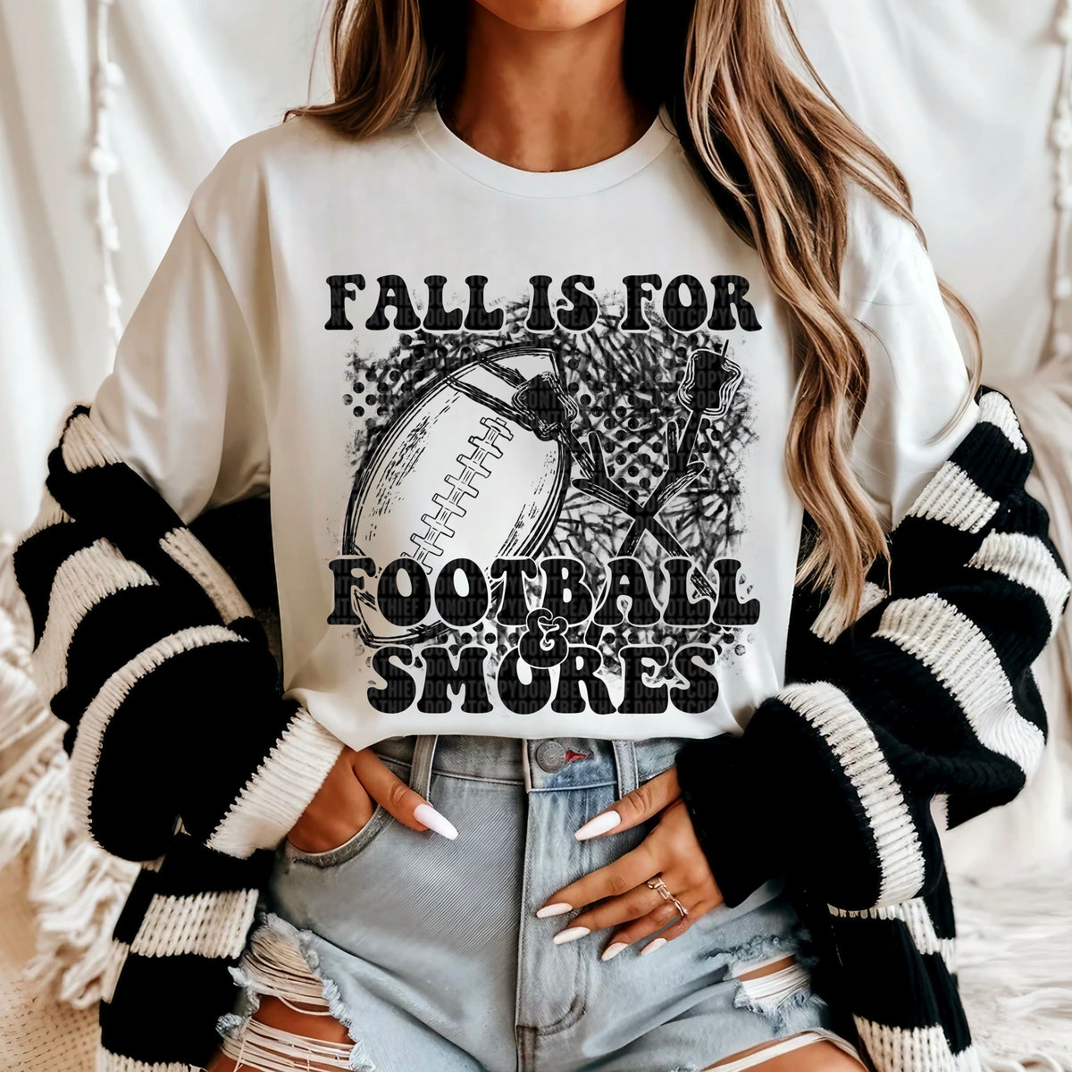 Fall Is For Football And Smores Black 104100 DTF transfer