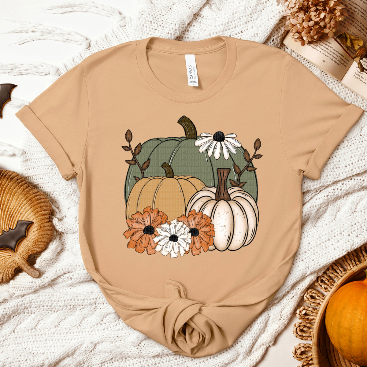 Fall pumpkins floral SDD DTF transfer