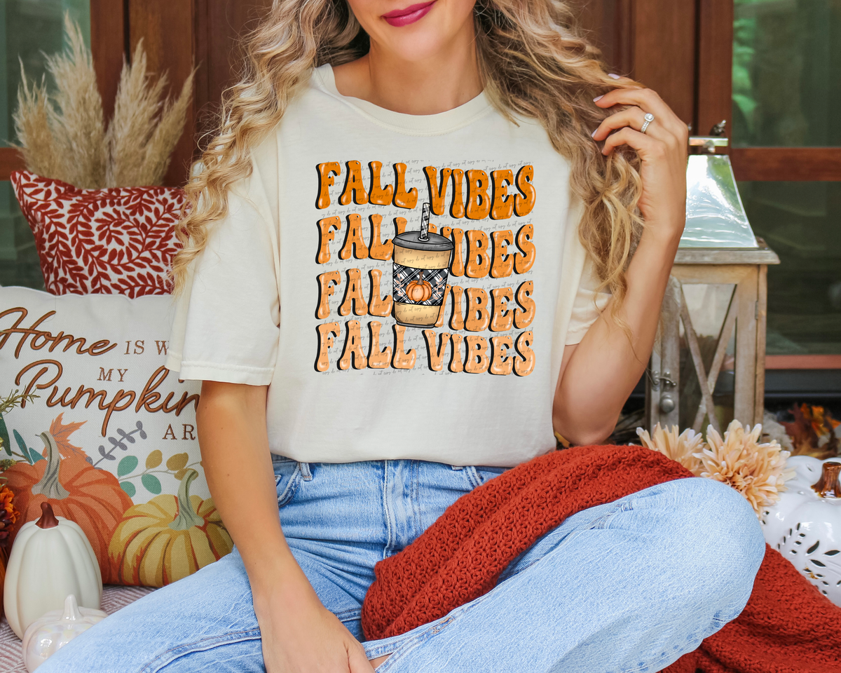 Fall Vibes Ice Coffee Squiggle Letters 59859 DTF Transfer