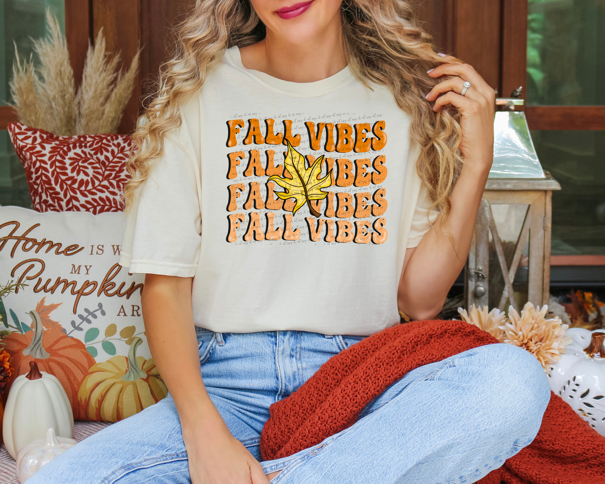 Fall Vibes Leaf Squiggle Letters 59860 DTF Transfer
