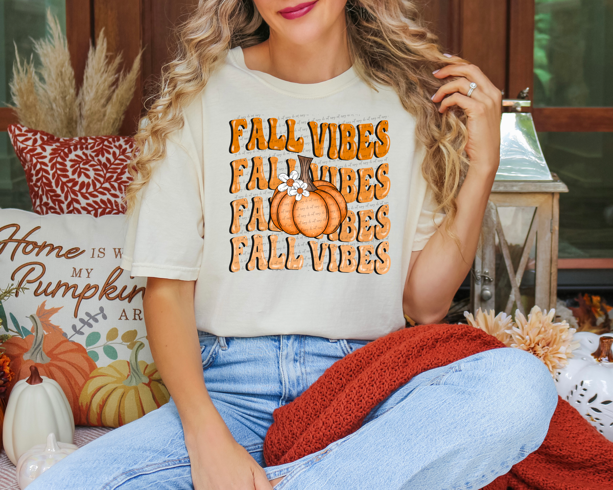 Fall Vibes Pumpkin Squiggle Letters 59862 DTF Transfer