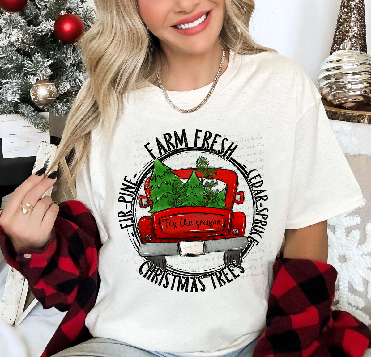 Farm Fresh Christmas Trees Fir Pine Cedar Spruce 114825 DTF transfer