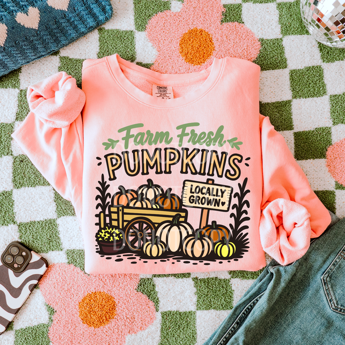 Farm fresh pumpkins locally grown pumpkins in wagon (CSG) DTF Transfer