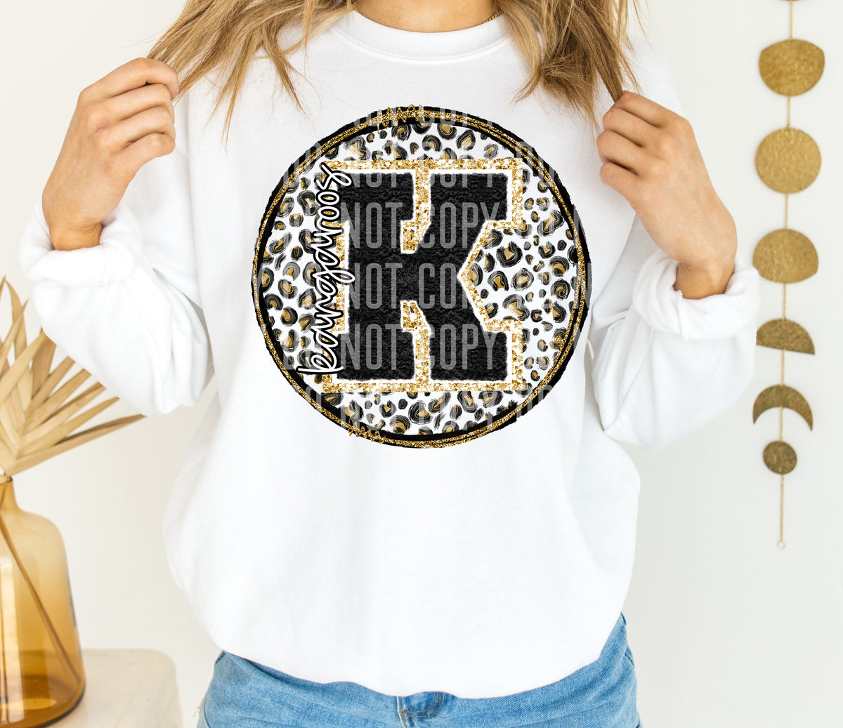 Gold Leopard Chenille Kangaroos (Caplinger) DTF transfer