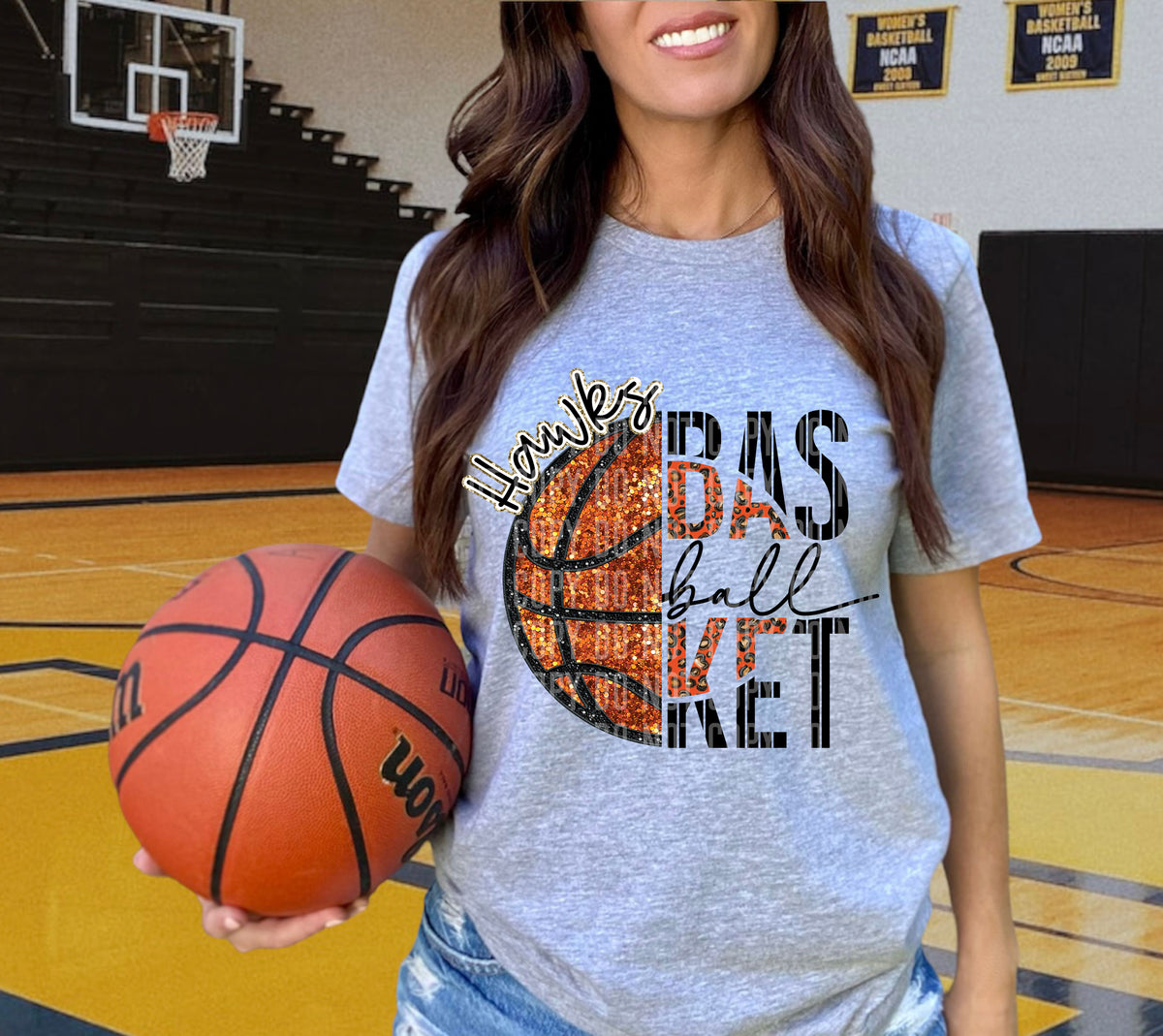 Hawks Basketball Faux Glitter (CITY) 69662 DTF transfer