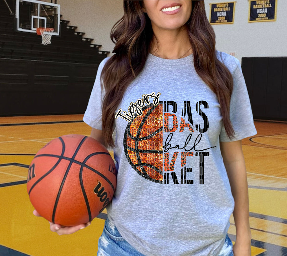 Tigers Basketball Faux Glitter (CITY) 69691 DTF transfer