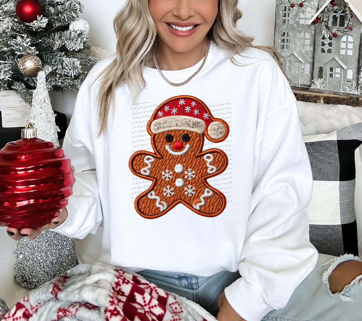 Faux Embroidery Gingerbread Red Nose 61041 DTF Transfer