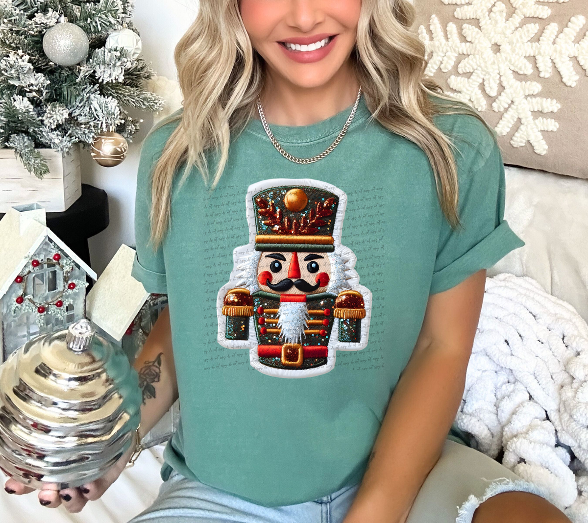 Faux Embroidery Nutcracker White Outline 61055 DTF Transfer