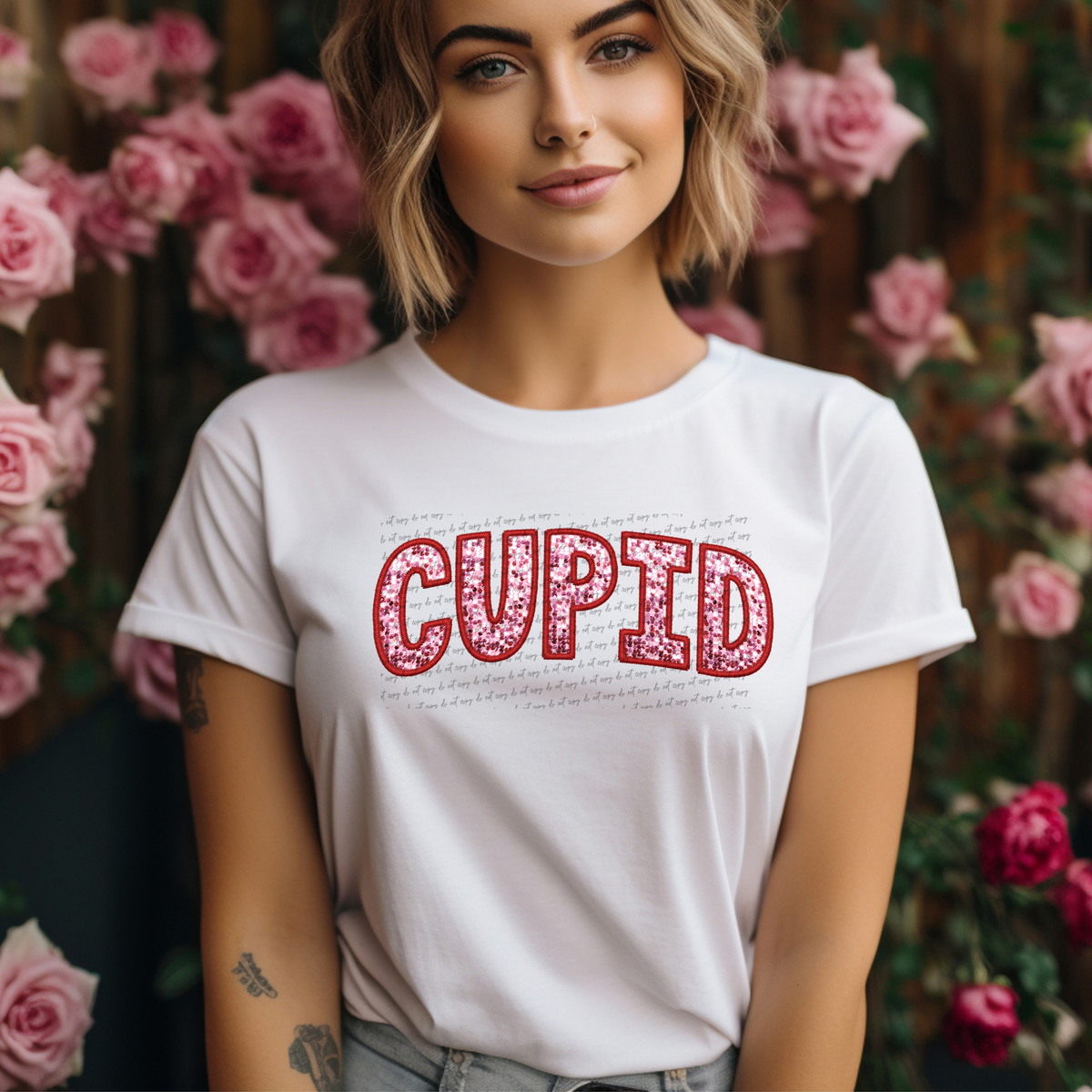 Faux Embroidery Sequin Cupid 71667 DTF Transfer