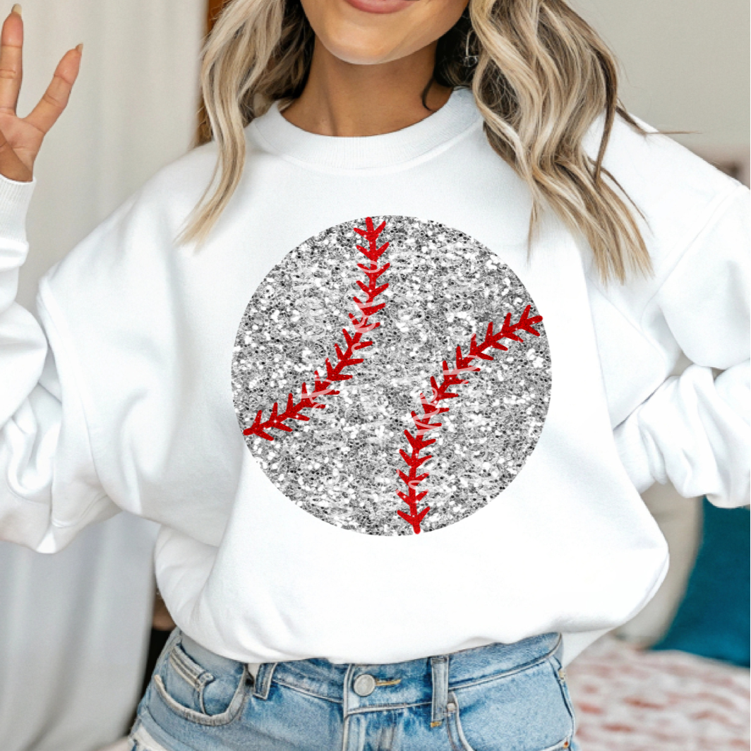 Faux glitter Baseball (Parker)  DTF Transfer