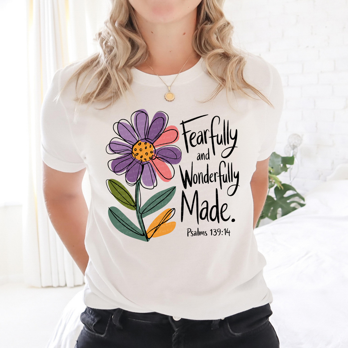 Fearfully And Wonderfully Made Psalm 139:14 Flower 86004 DTF Transfer