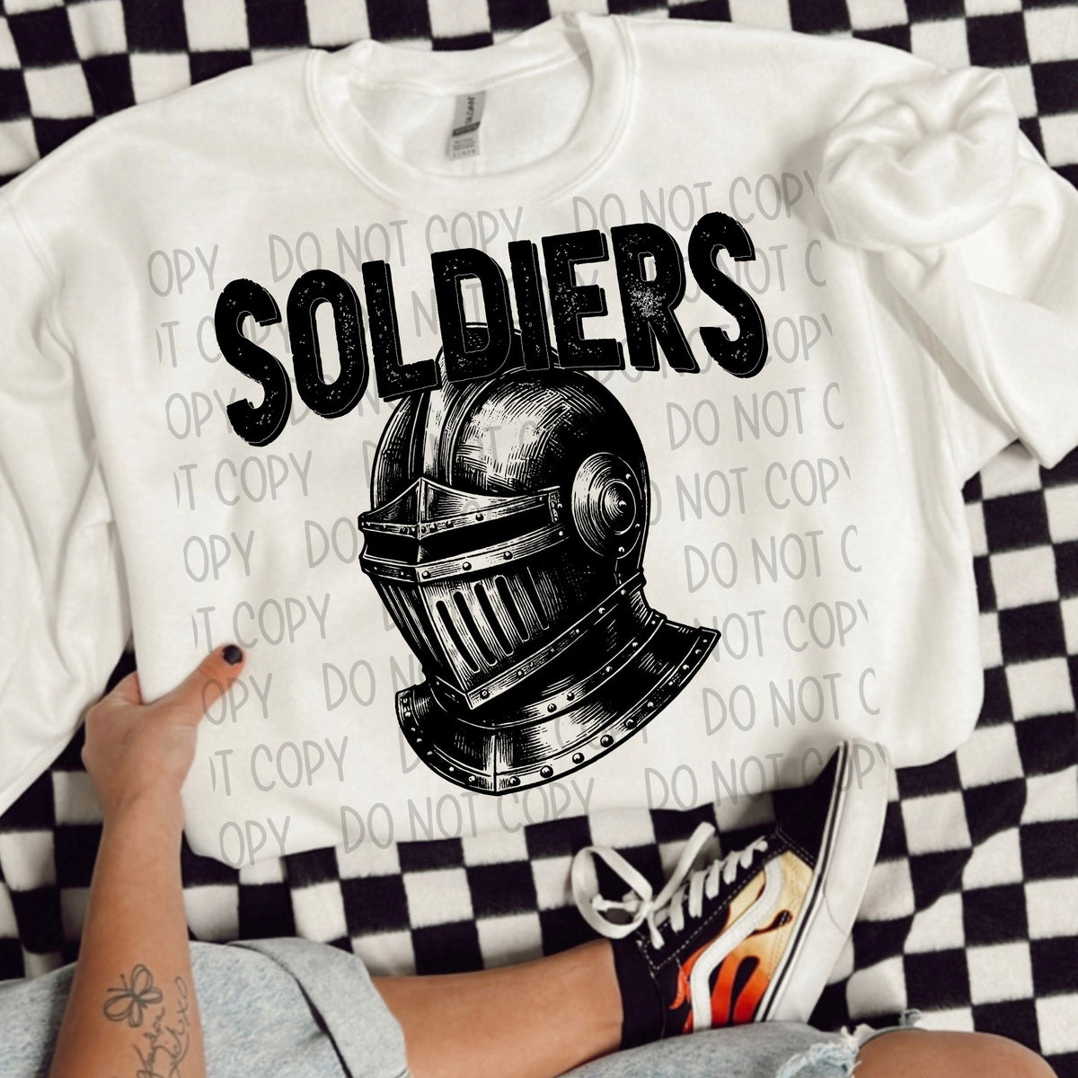 Soldiers black/white outline DTF transfer