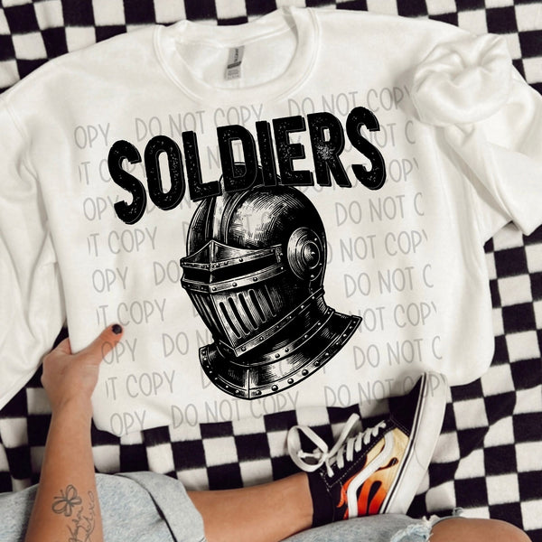 Soldiers black/white outline DTF transfer