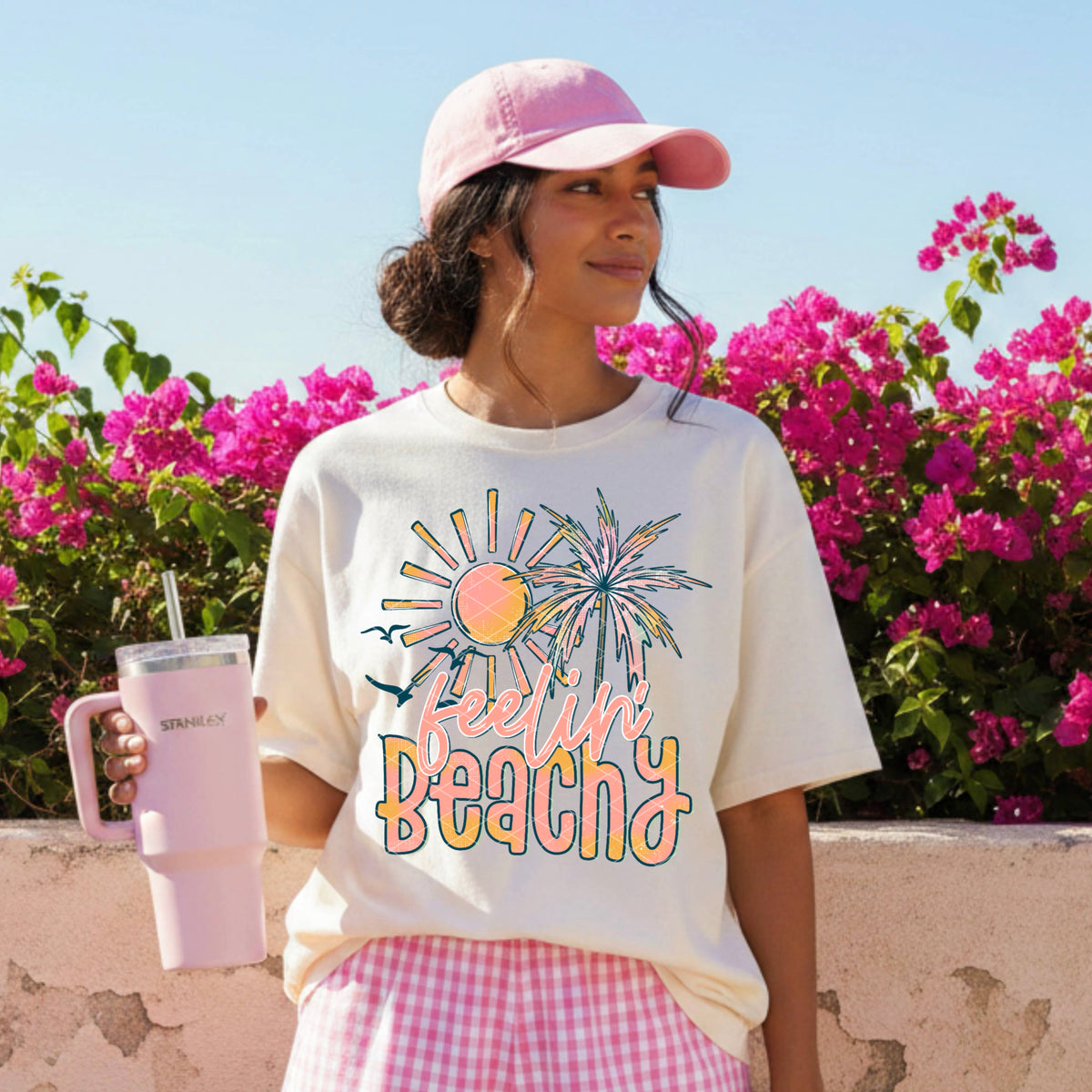 Feeling Beachy (palm and sun) (SDD) DTF TRANSFER