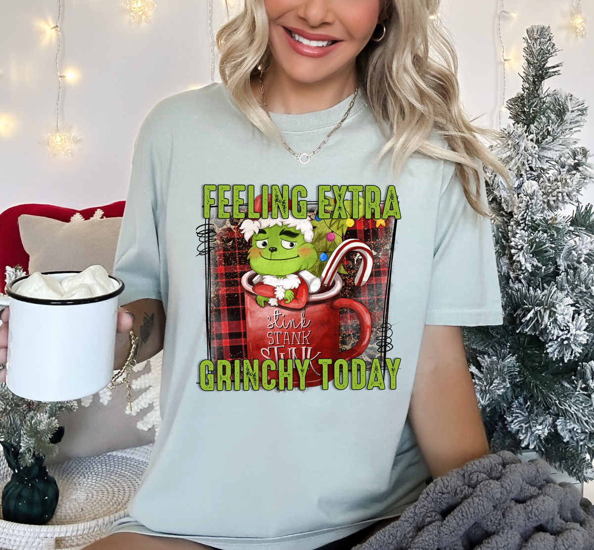 Feeling Extra Green Man Today Stink Stank Stunk Christmas Mug 115857 DTF transfer