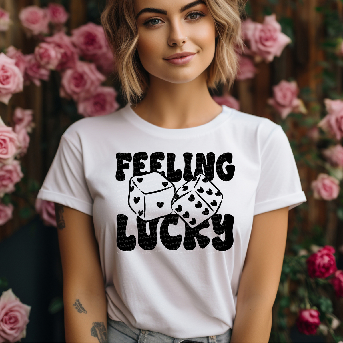 Feeling Lucky Heart Dice 74453 DTF Transfer