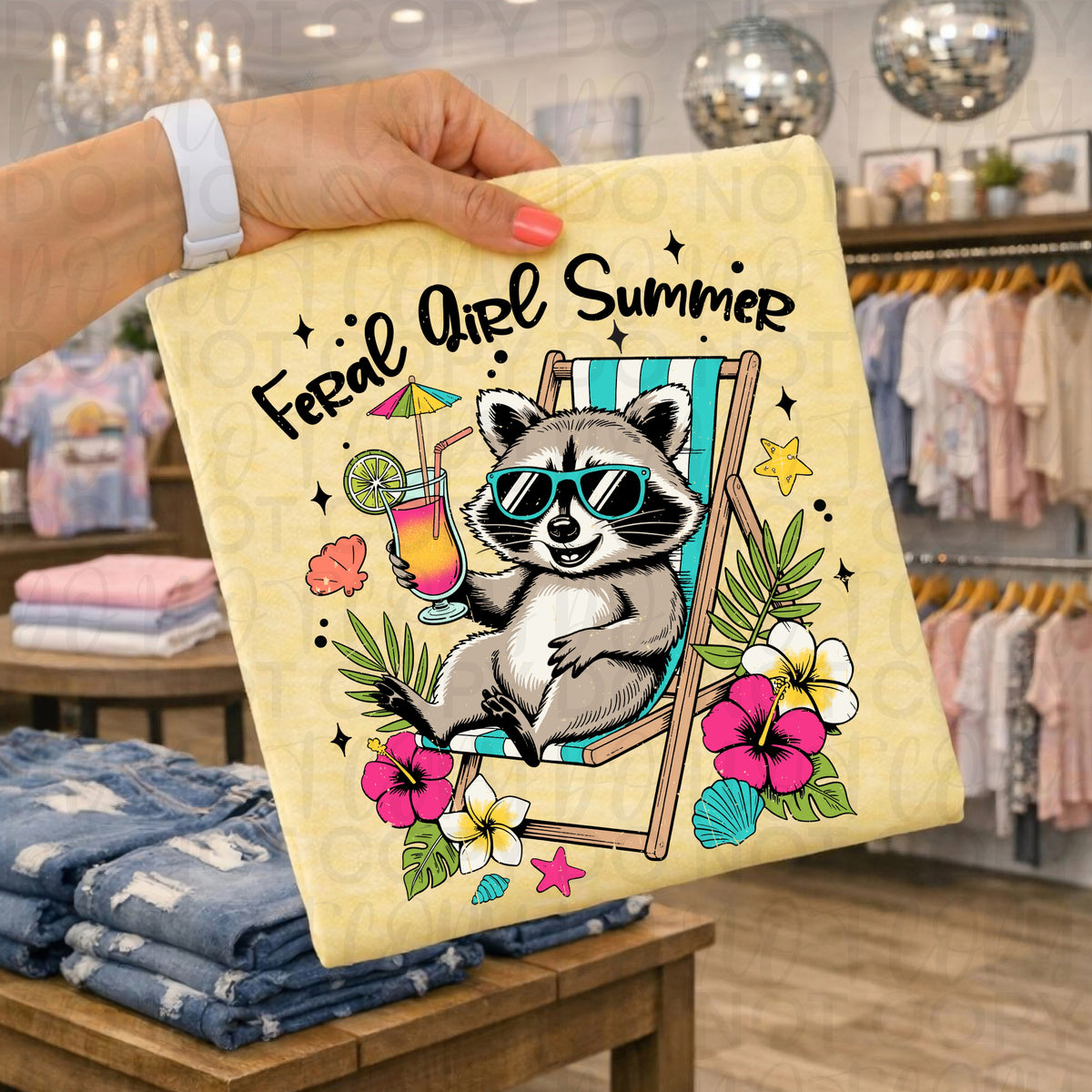 Feral girl summer raccoon (UAC) DTF Transfer