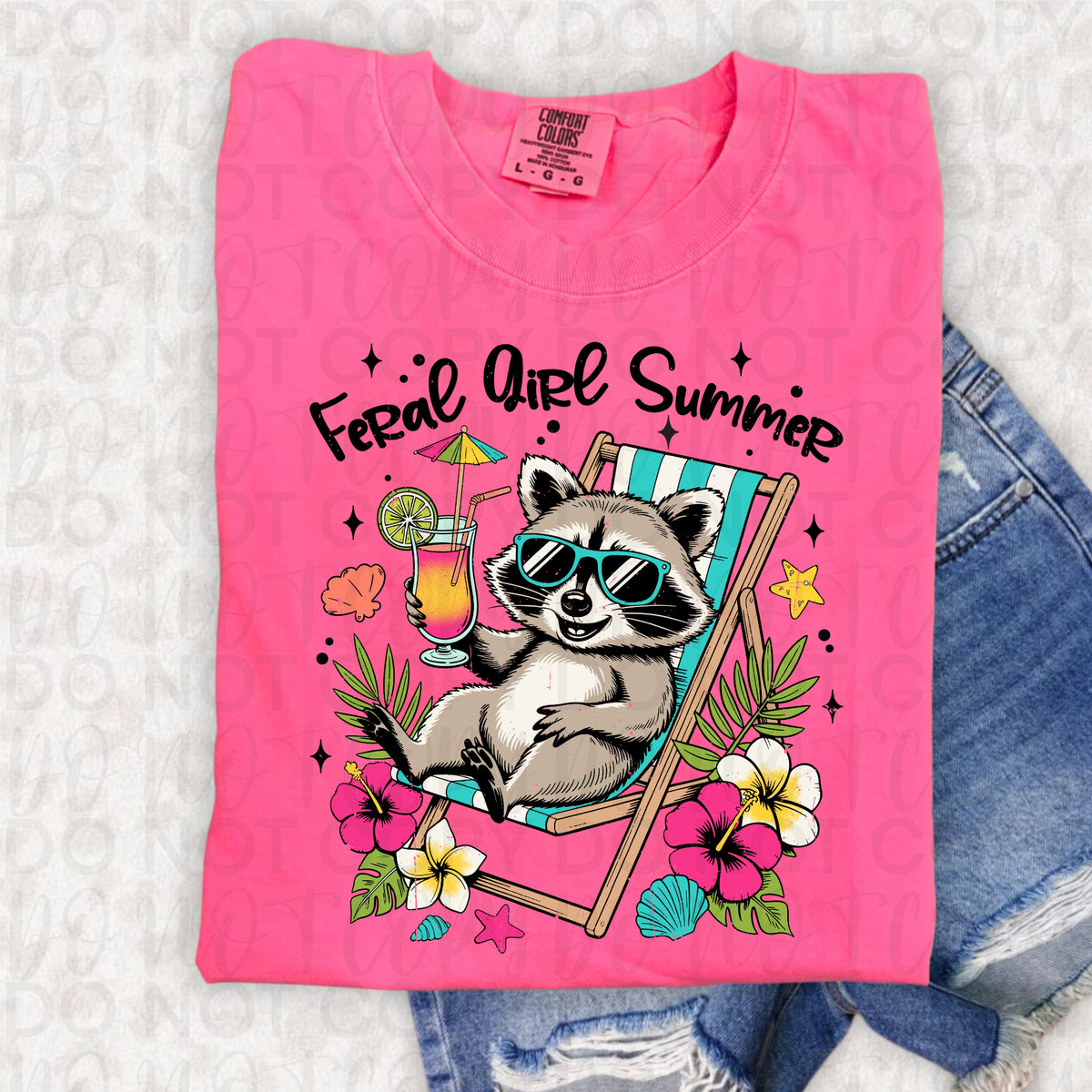 Feral girl summer raccoon (UAC) DTF Transfer