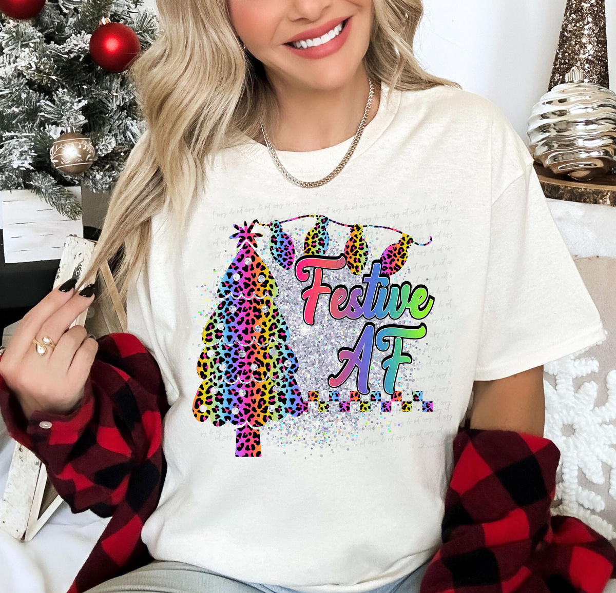 Festive AF Tree and Reindeer Lisa F 114995 DTF transfer