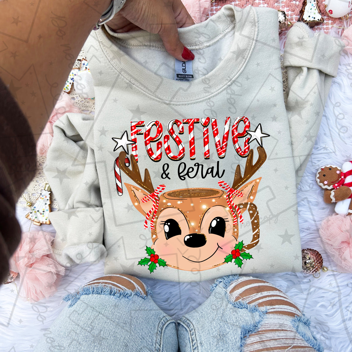 Festive & feral reindeer coffee cup (HW) DTF Transfer