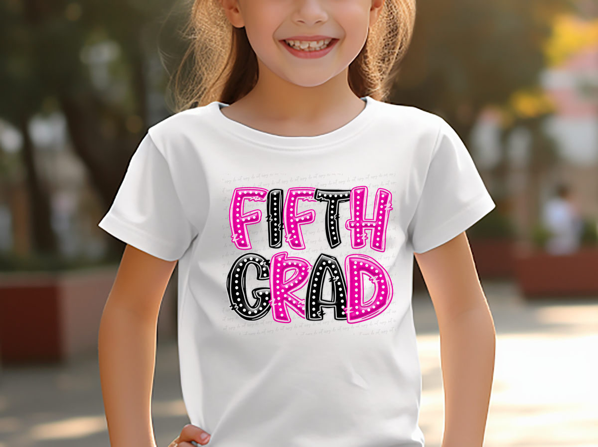 Fifth Grad Black and Pink Font Polka 117912 DTF transfer