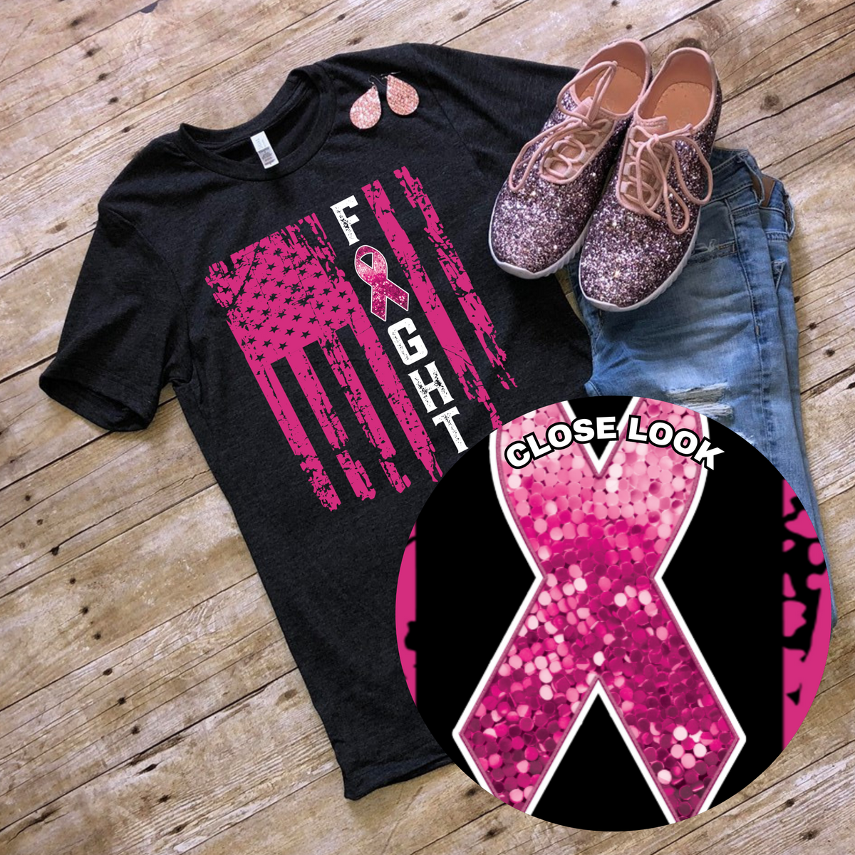 Fight flag (sequin affect with ribbon for I) 10085 DTF TRANSFERS