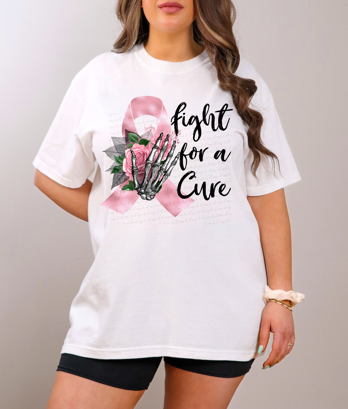 Fight For A Cure Pink Ribbon Skellie Hand 114794 DTF transfer