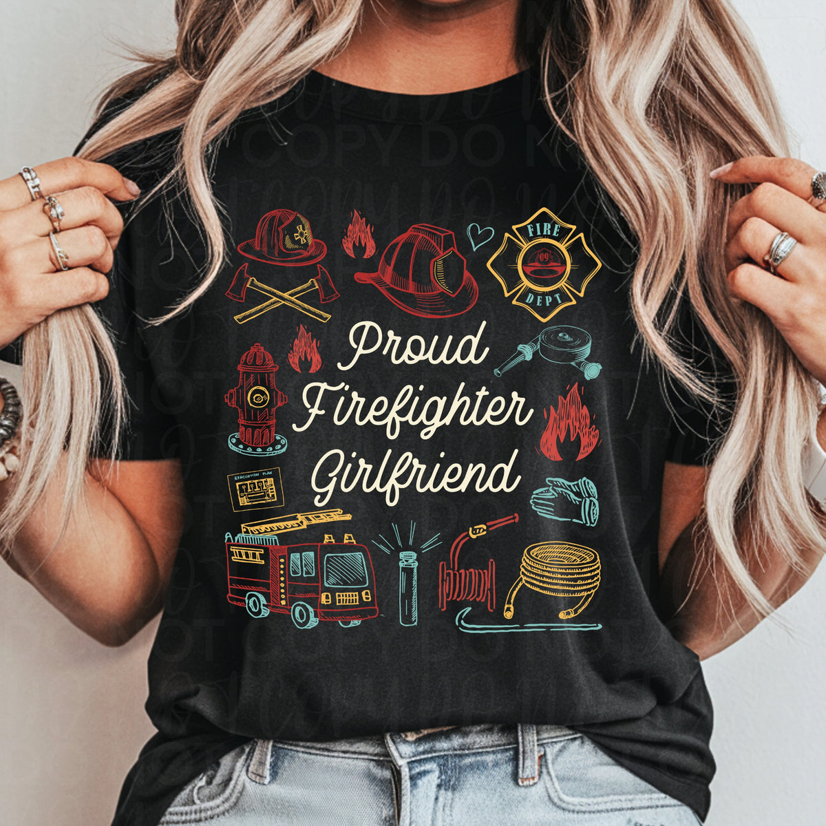 Firefighter girlfriend collage (UAC) DTF Transfer