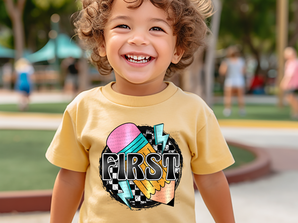 First Boy Round Checkered Pencil 46680 DTF transfer