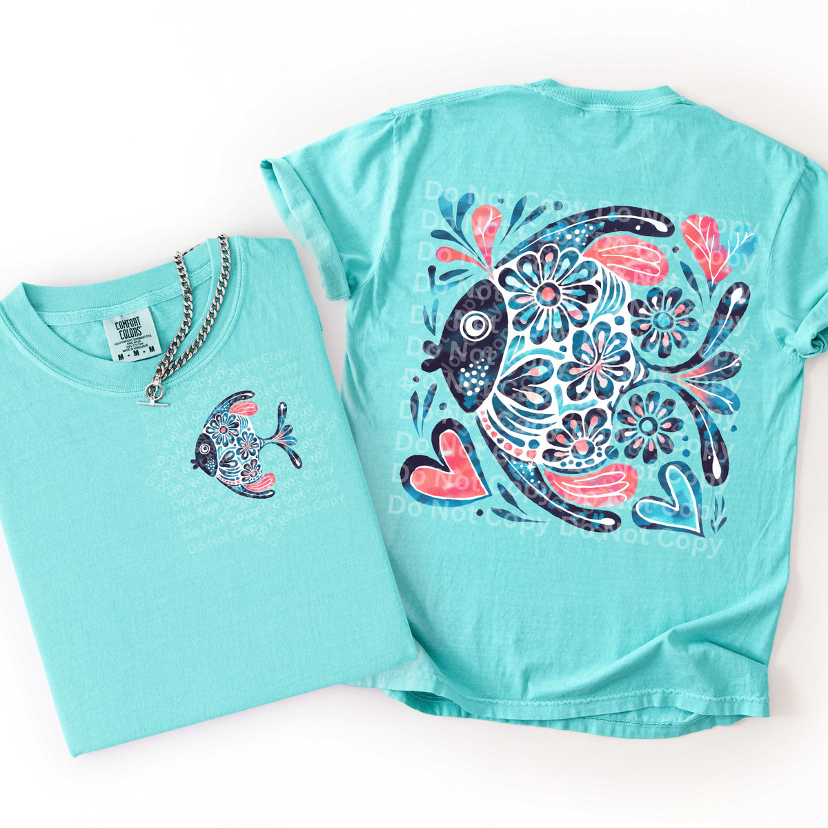 Floral fish and frame (BACK ONLY) (Irene) DTF Transfer